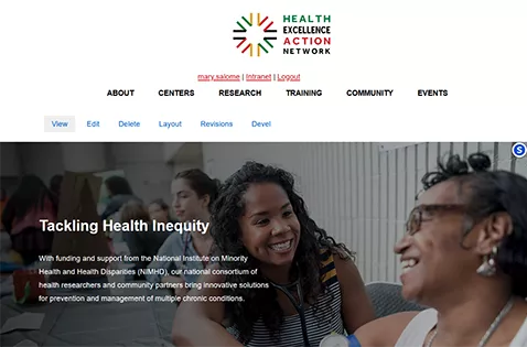 Screenshot of the HEAN homepage