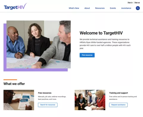screen shot of the TargetHIV website